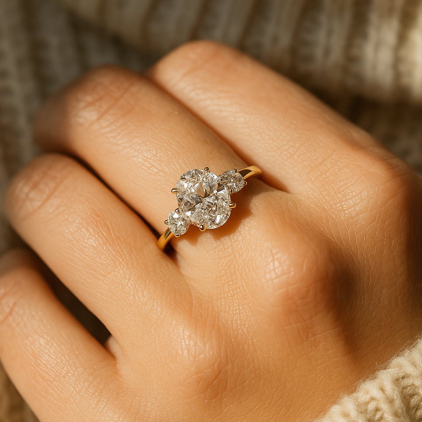 Wedding and Rings Luxury Oval Cut Diamond 10K Gold Ring for Engagement
