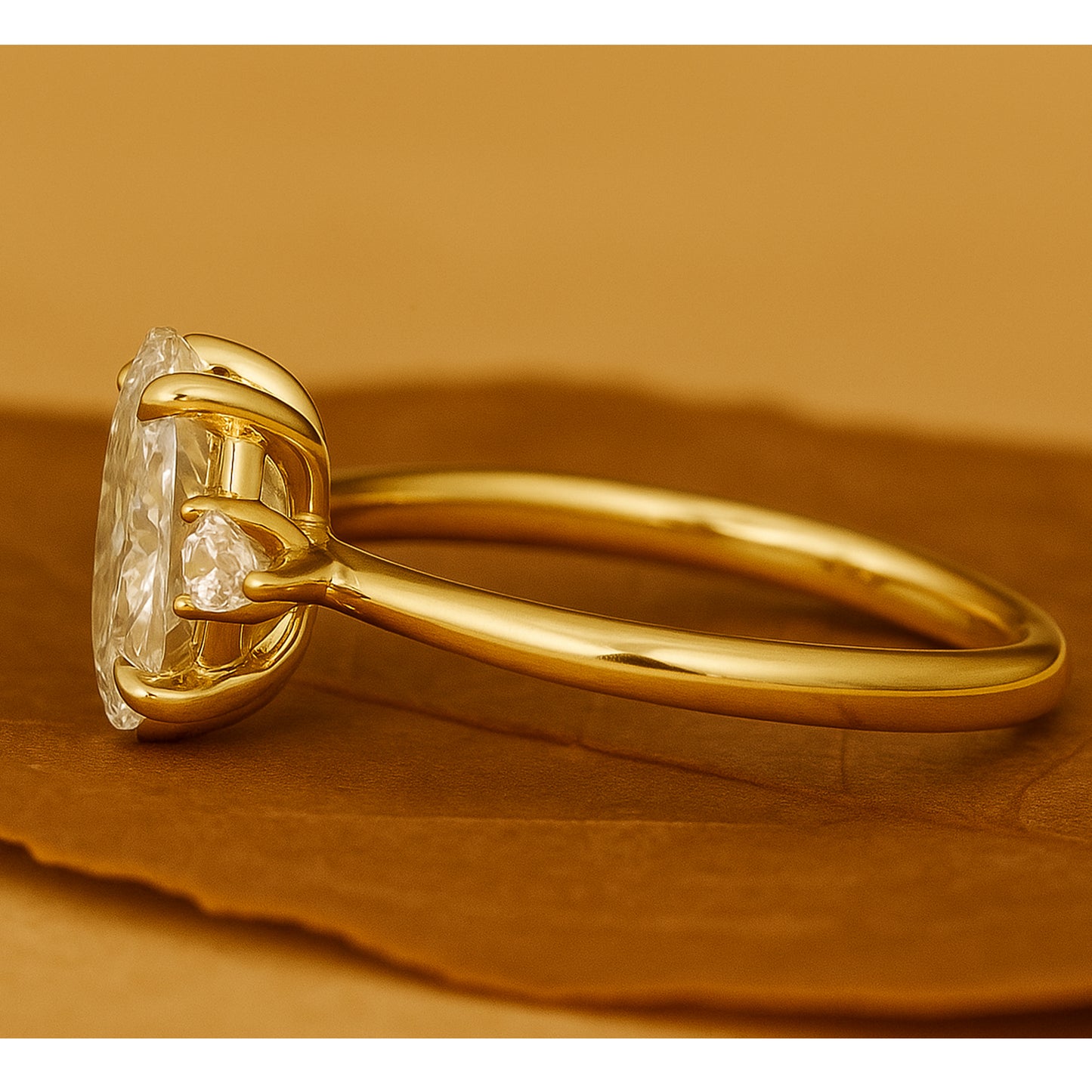 Engagement Rings Oval Cut Moissanite Diamond with Pear Side Stone Ring