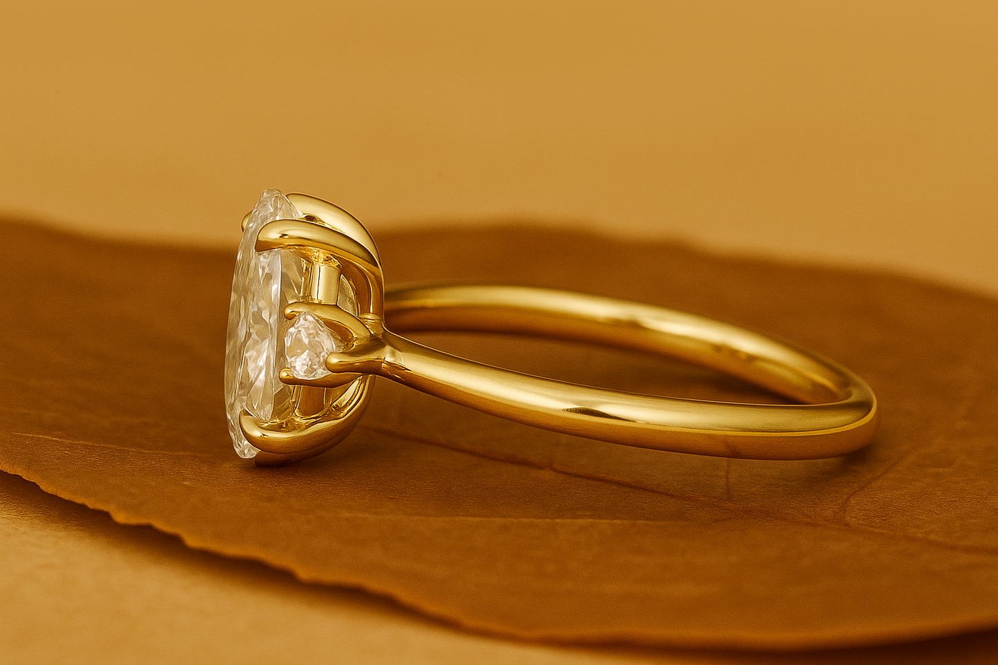 Engagement Rings Oval Cut Moissanite Diamond with Pear Side Stone Ring
