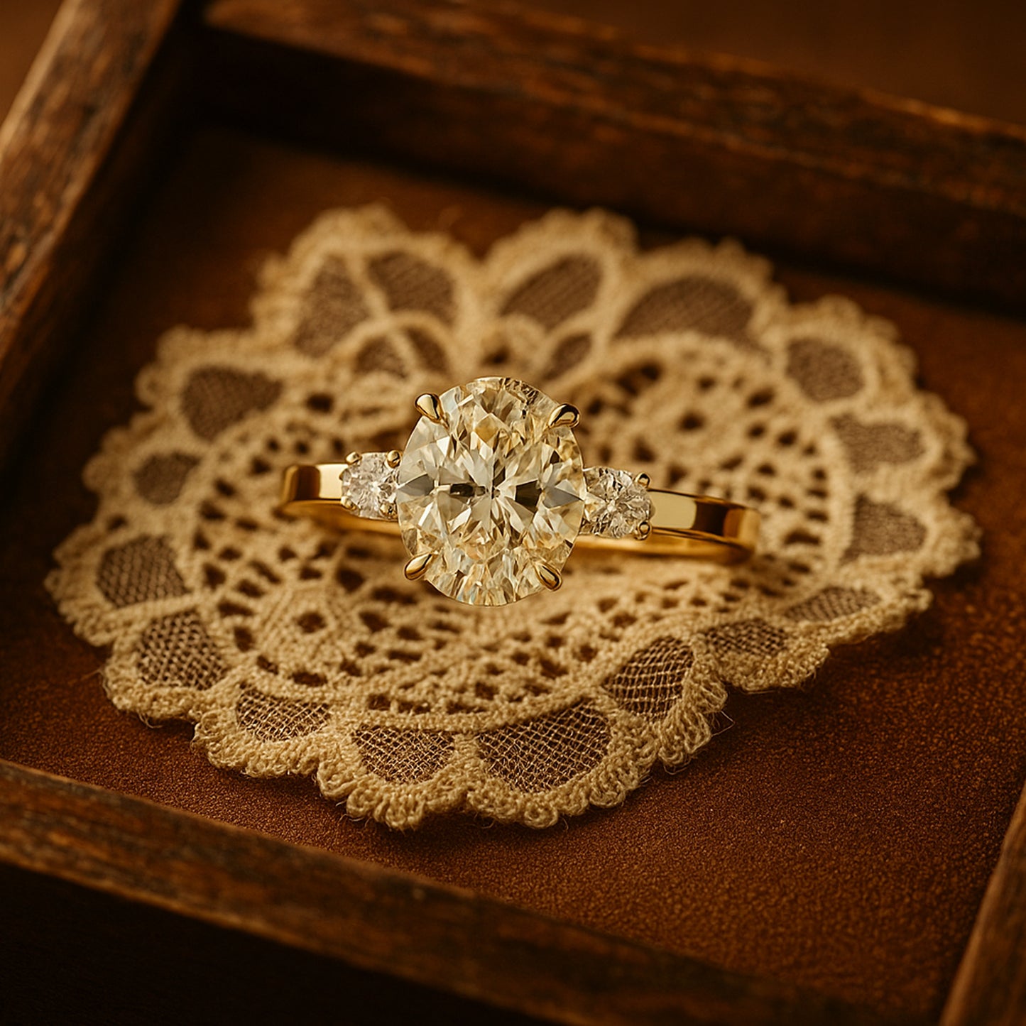 Wedding and Rings Luxury Oval Cut Diamond 10K Gold Ring for Engagement