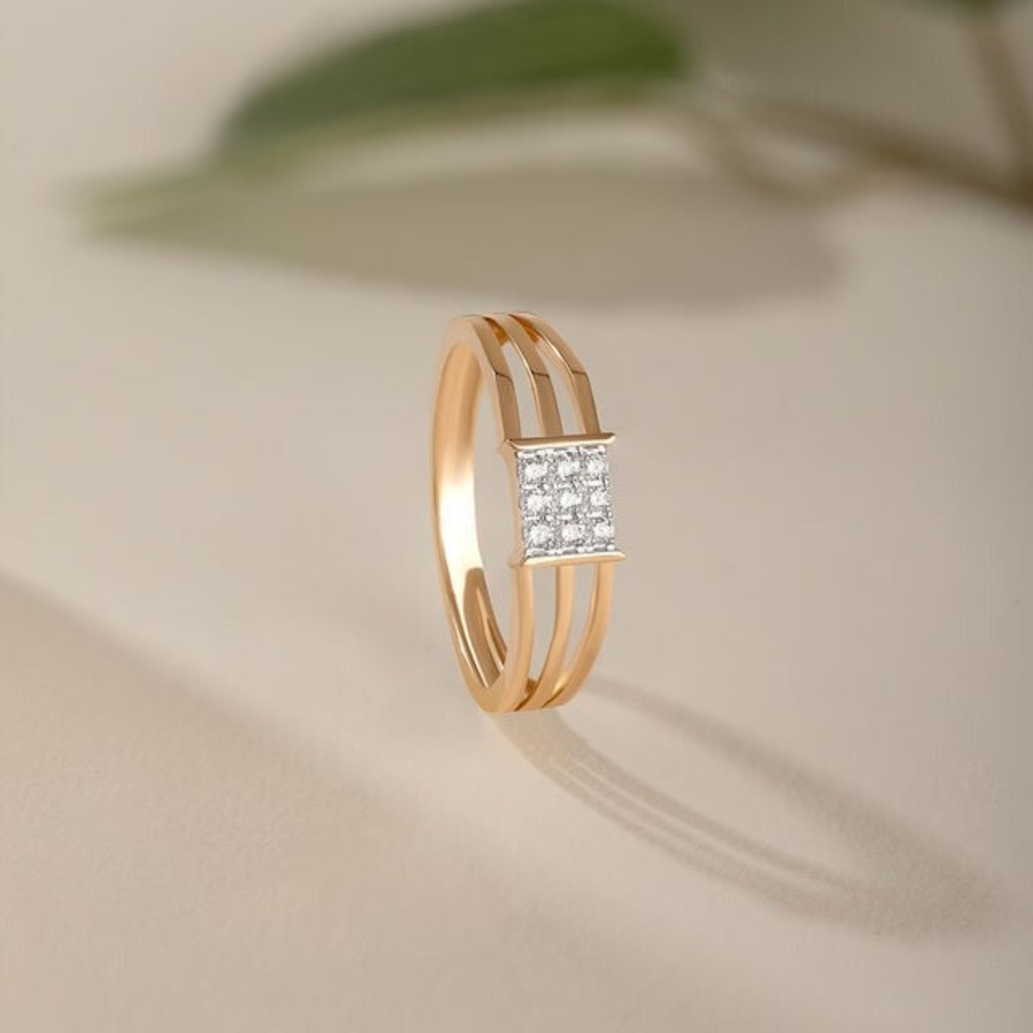 Wedding Bands for a Man - Three Row Cluster Diamond 10K Gold Ring