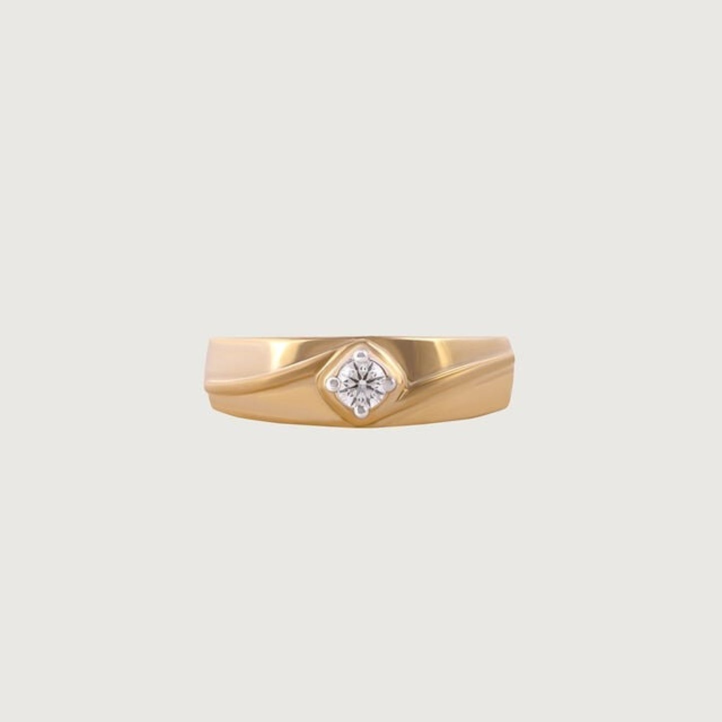 Male Wedding Bands - 10K Yellow Gold Twisted Diamond Ring for Men