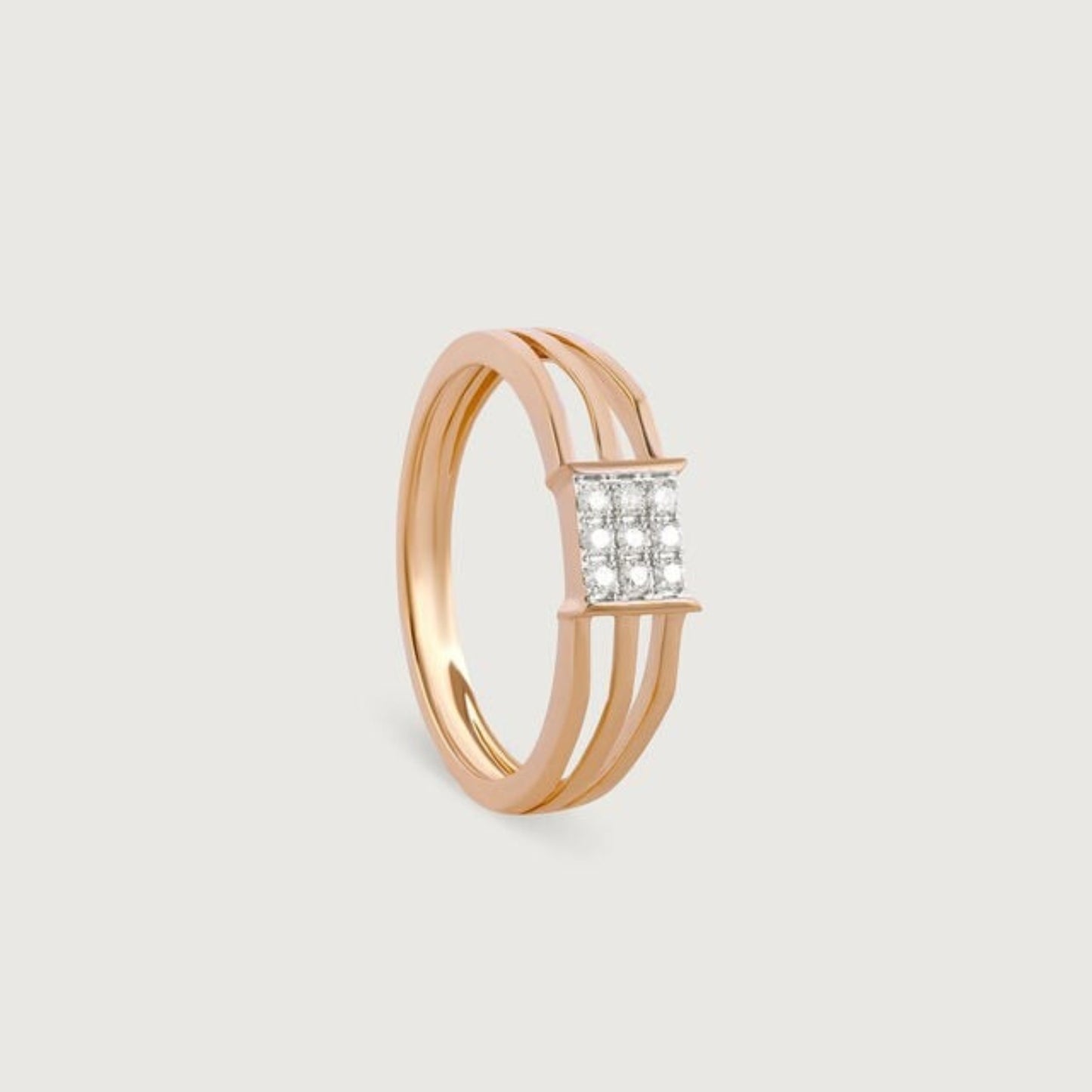 Wedding Bands for a Man - Three Row Cluster Diamond 10K Gold Ring