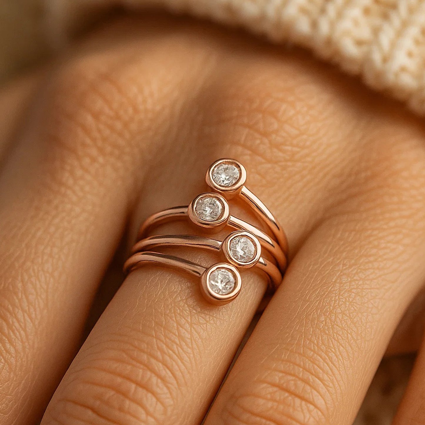 Birthstone for Month of July Bezel Diamond Gold Multi-Stone Style Ring