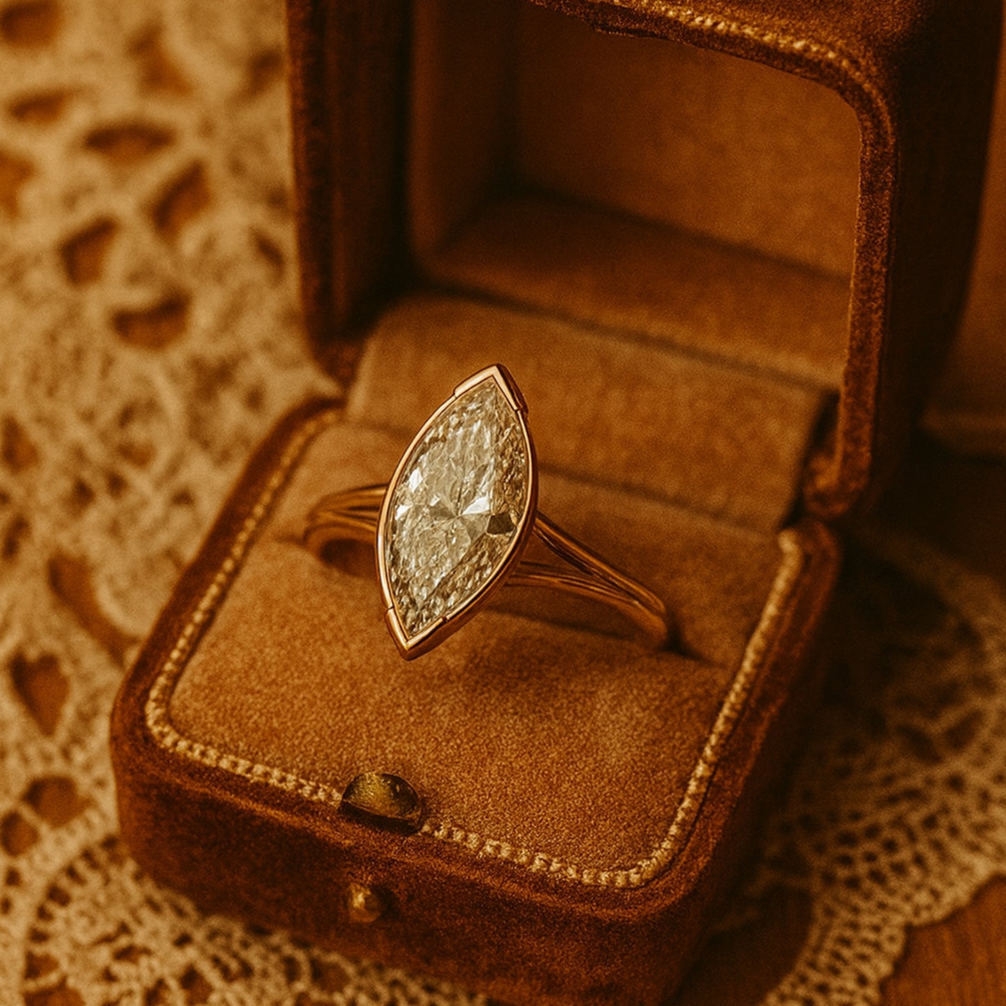 Married Ring for Women Marquise Cut Diamond Ring 10K Rose Gold Setting