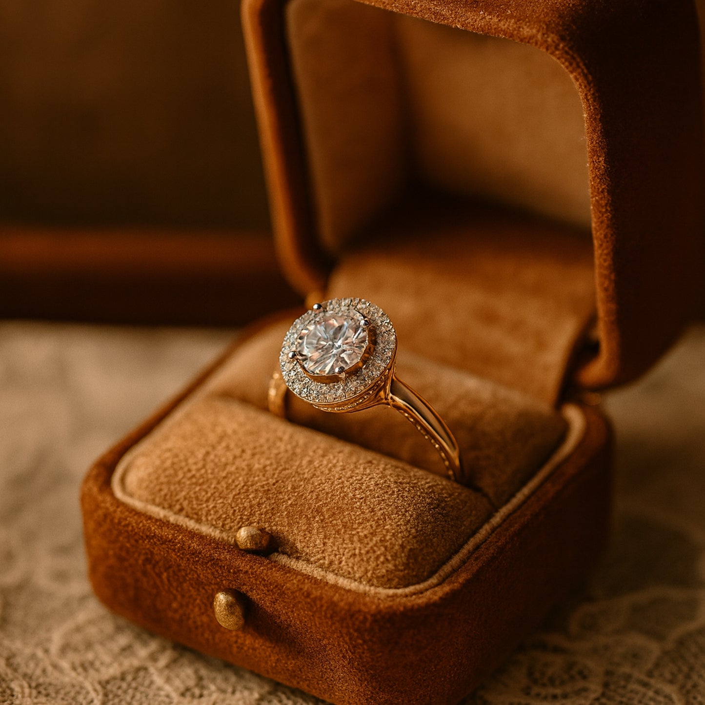 Birthstone December Round Cut Diamond Halo Anniversary 10K Gold Rings