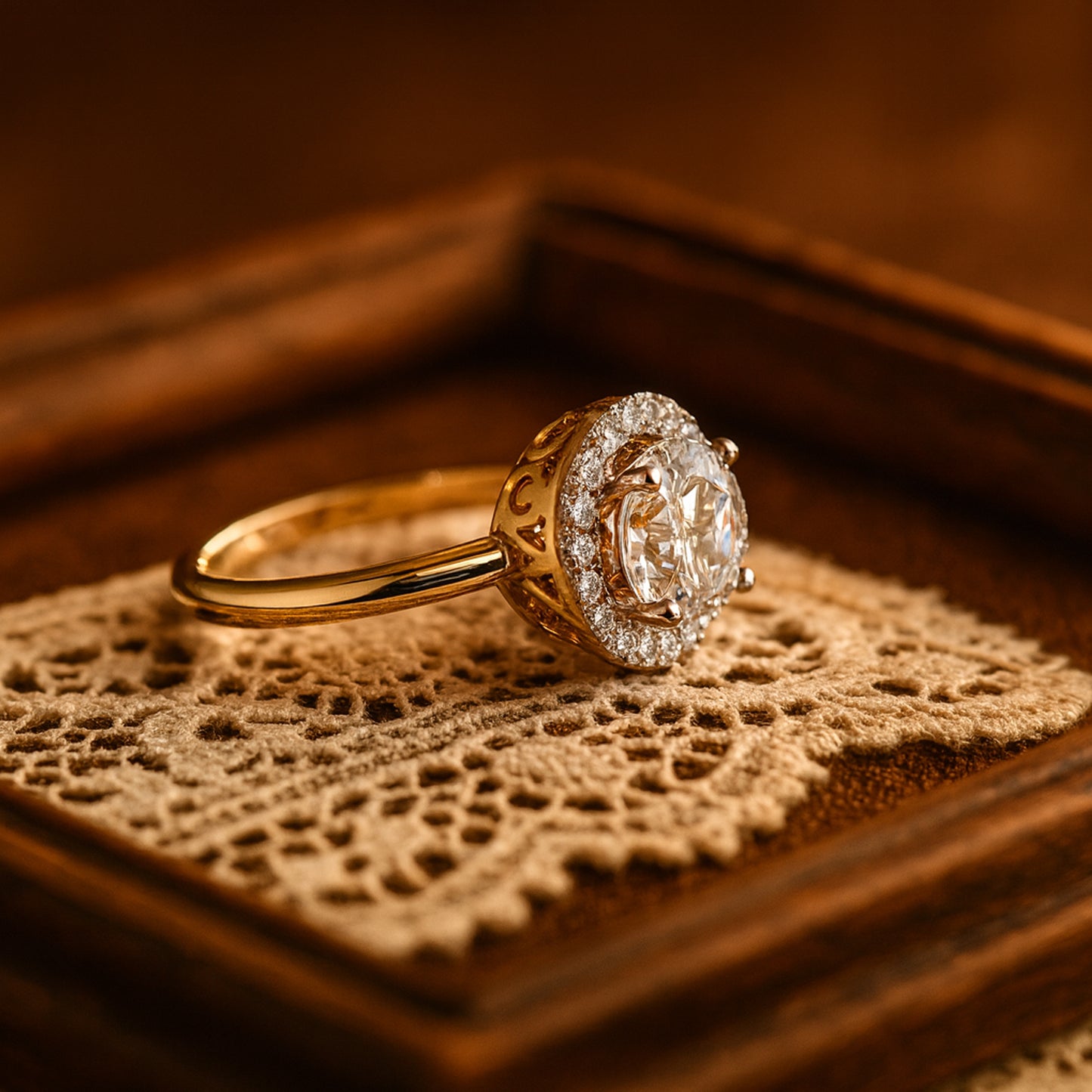 Birthstone December Round Cut Diamond Halo Anniversary 10K Gold Rings