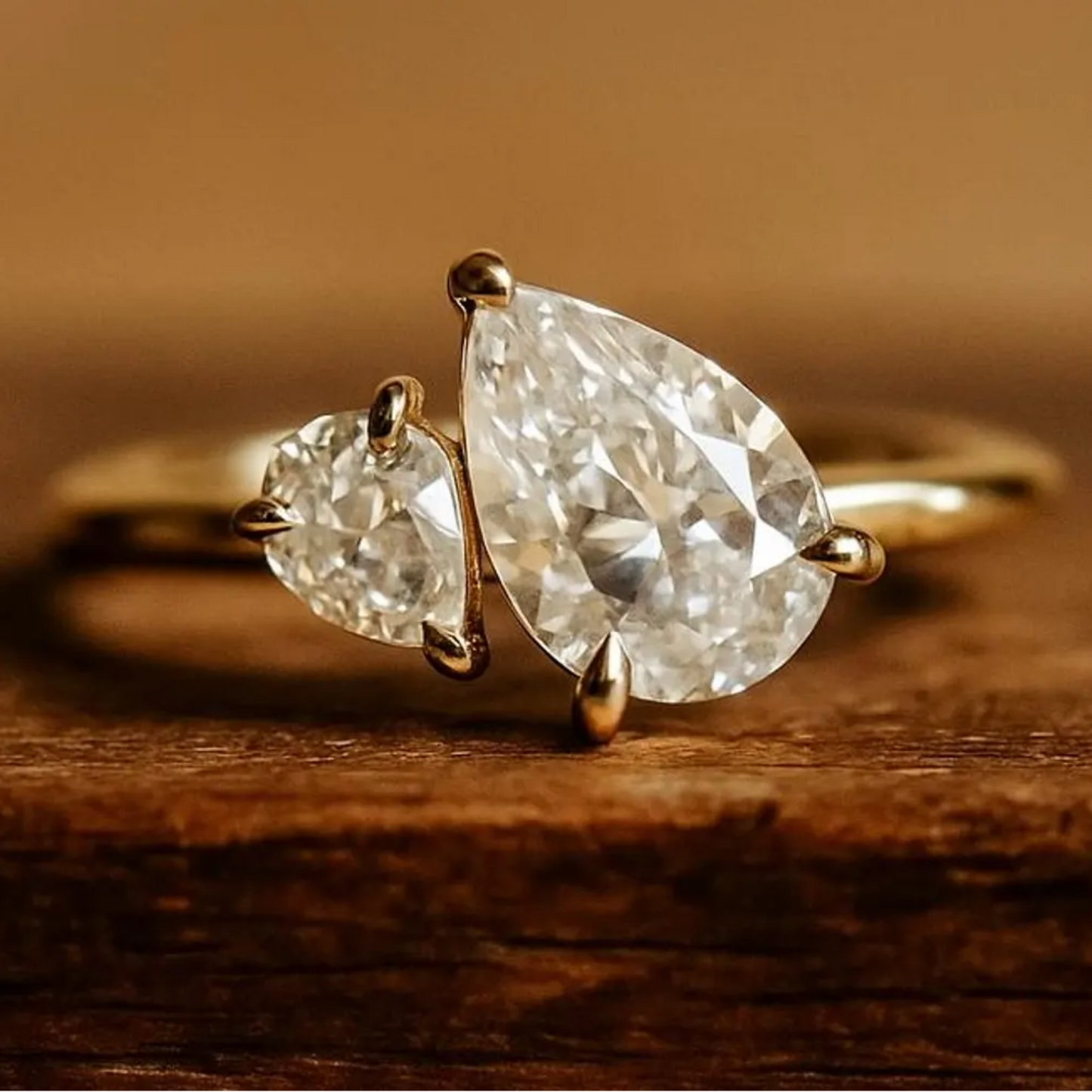 Classic Double Pear Cut Toi et Moi Ring – Moissanite Engagement Ring