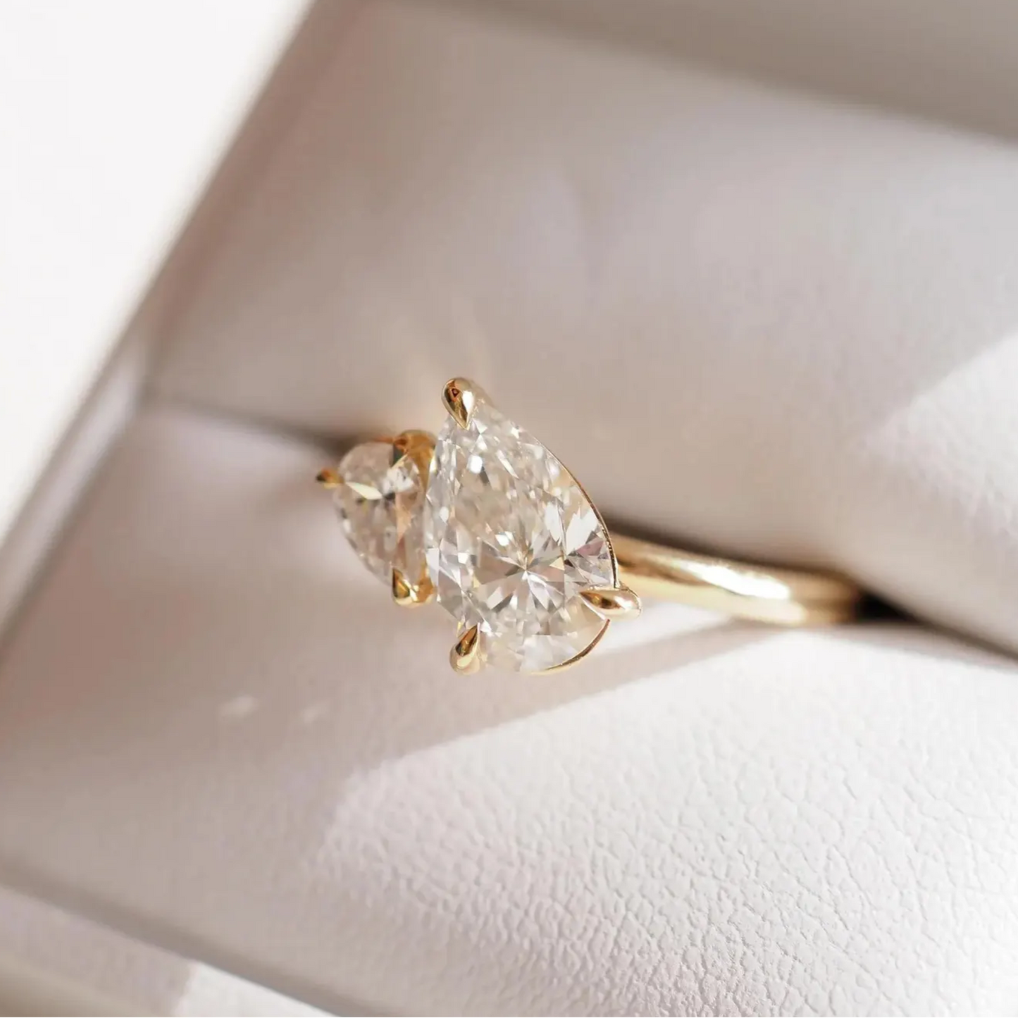 Classic Double Pear Cut Toi et Moi Ring – Moissanite Engagement Ring