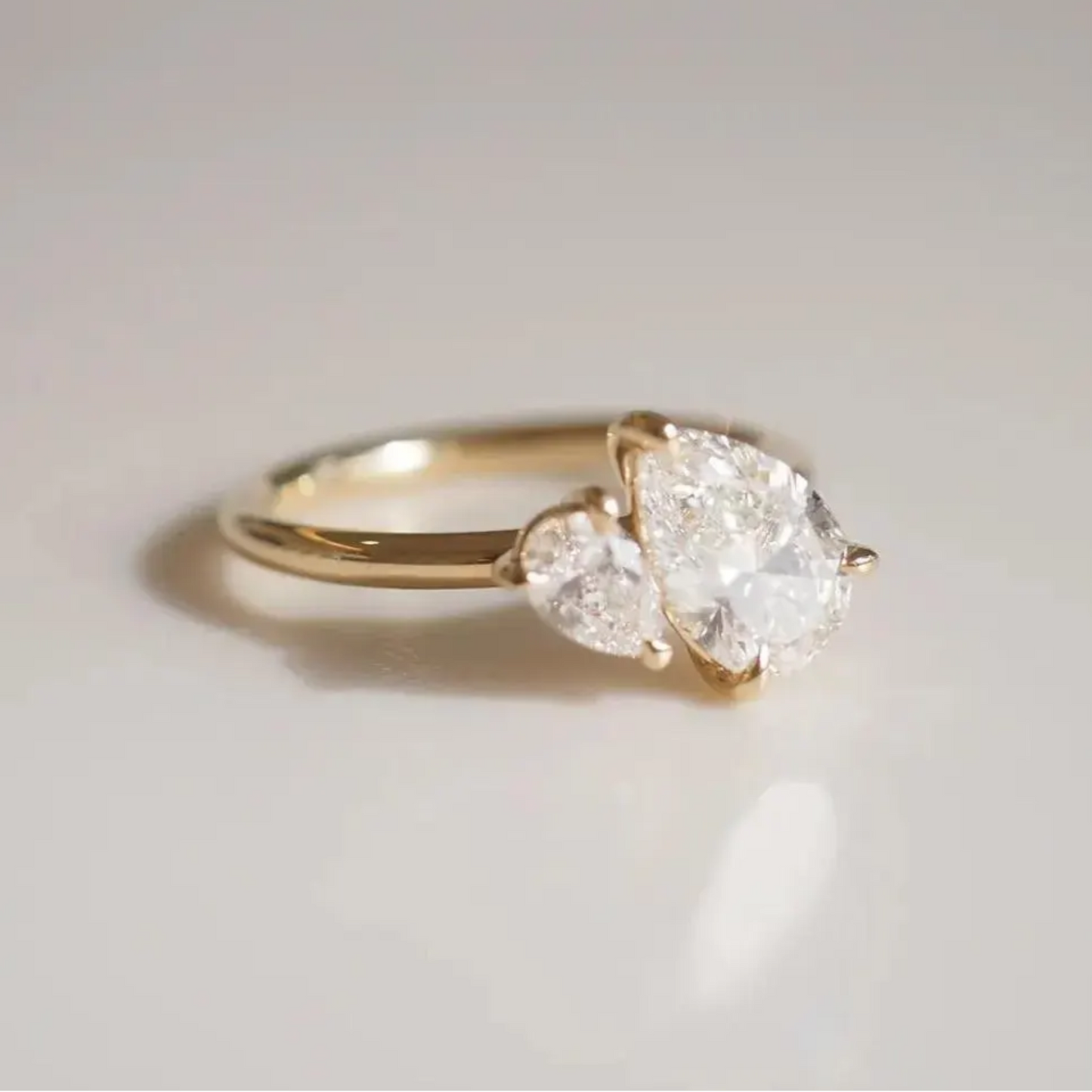 Classic Double Pear Cut Toi et Moi Ring – Moissanite Engagement Ring