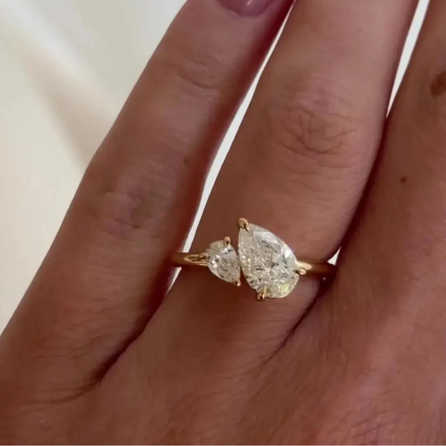 Classic Double Pear Cut Toi et Moi Ring – Moissanite Engagement Ring