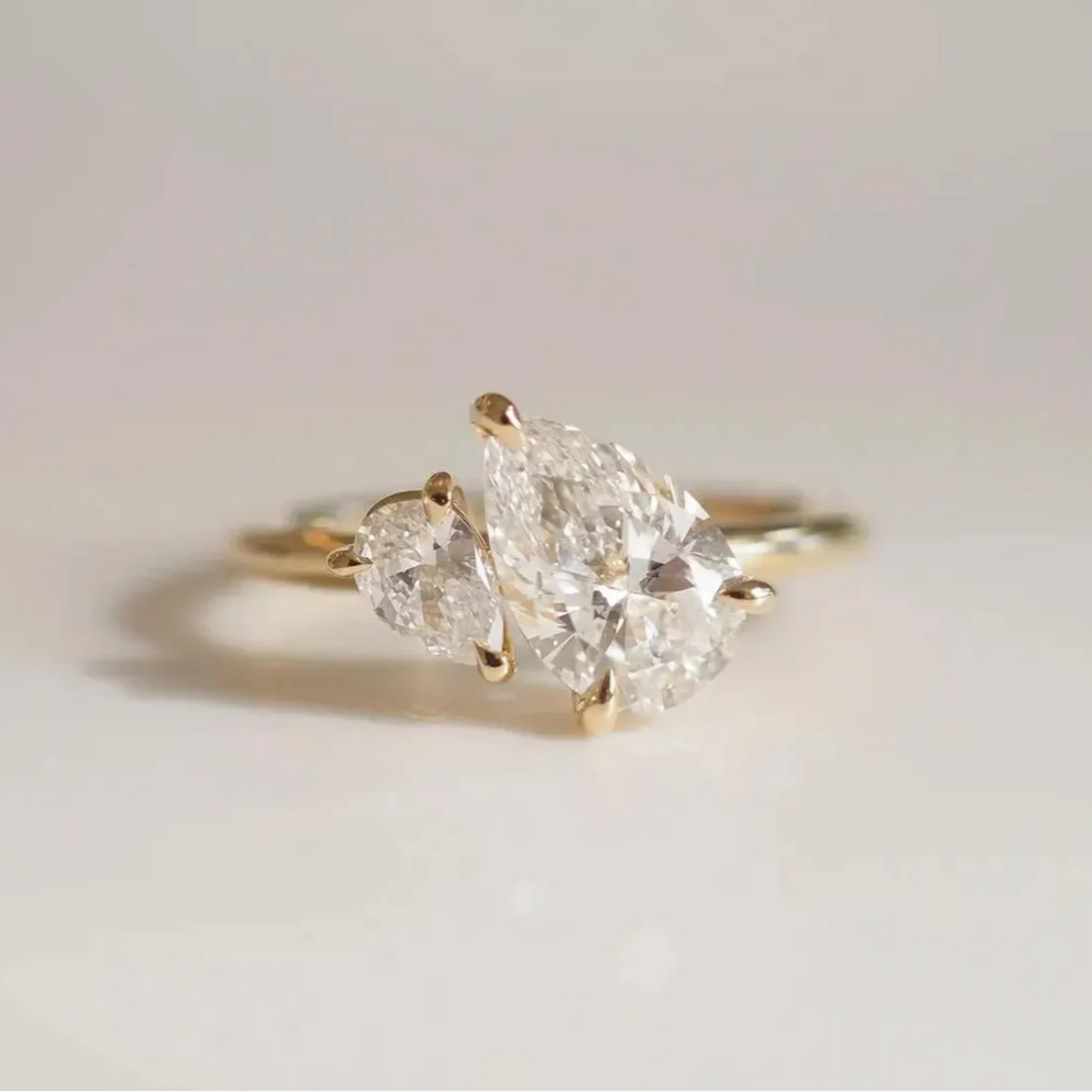 Classic Double Pear Cut Toi et Moi Ring – Moissanite Engagement Ring
