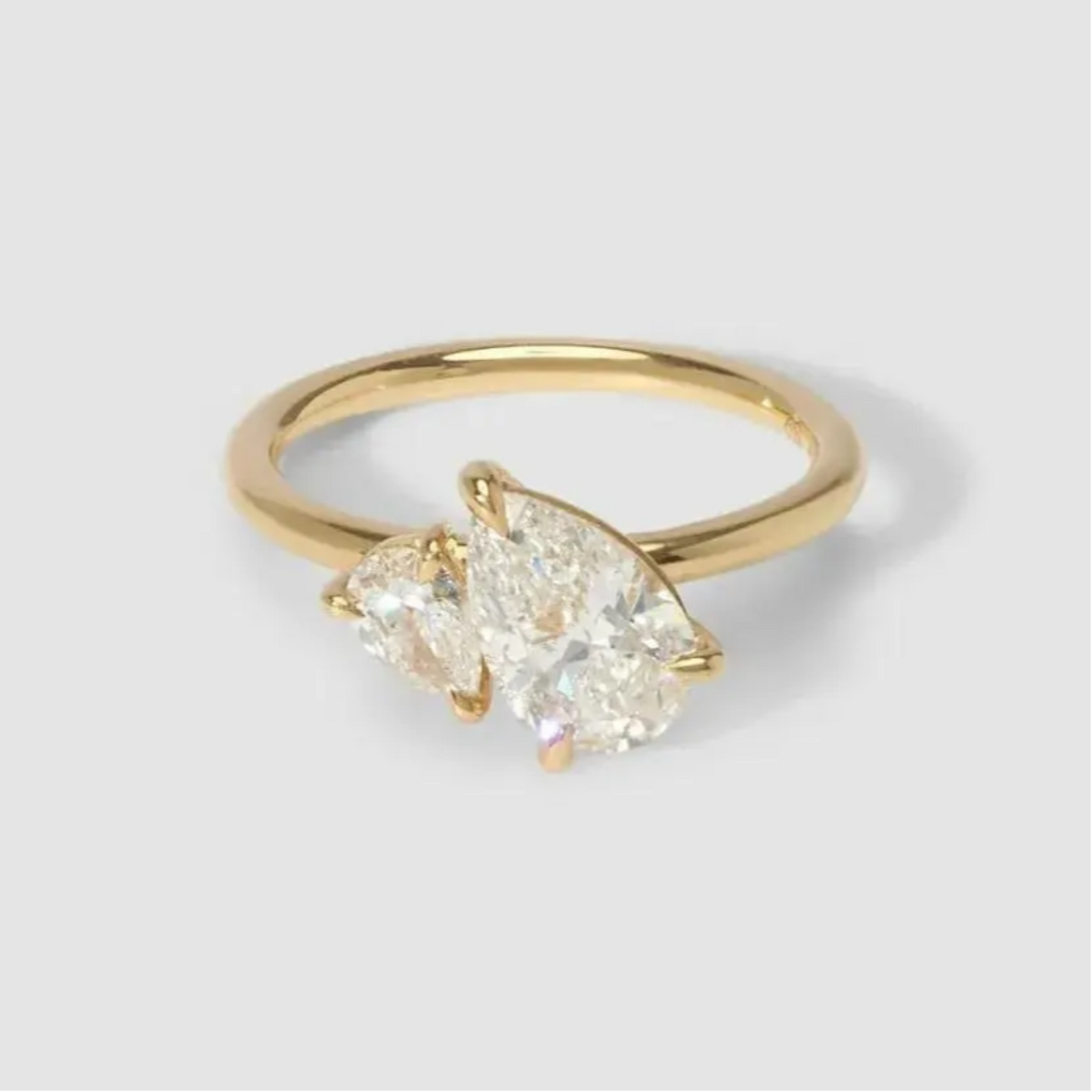 Classic Double Pear Cut Toi et Moi Ring – Moissanite Engagement Ring