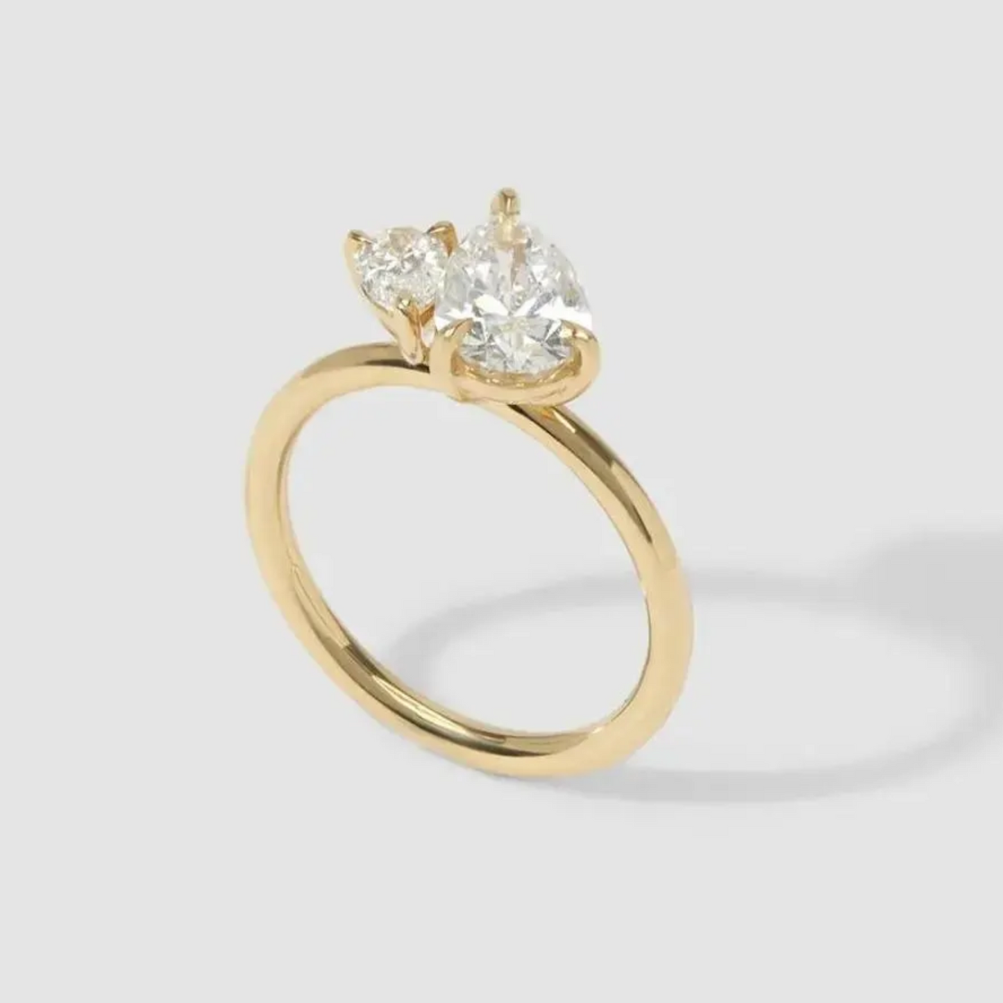 Classic Double Pear Cut Toi et Moi Ring – Moissanite Engagement Ring