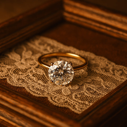 Female Engagement Rings Round Brilliant Solitaire Engagement Gold Ring