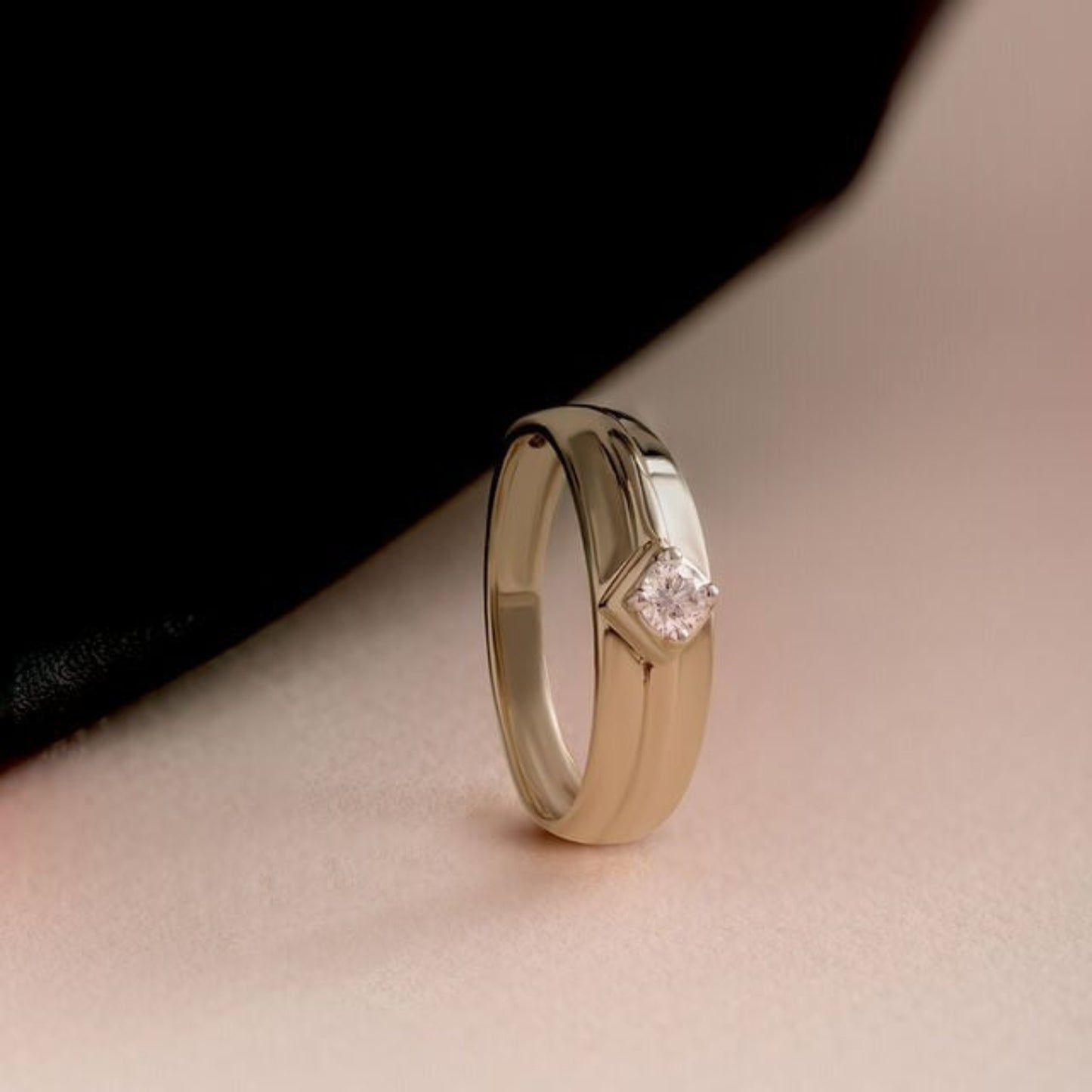 December Birth Stone Topaz Ring - Square Diamond Setting 14K Rose Gold