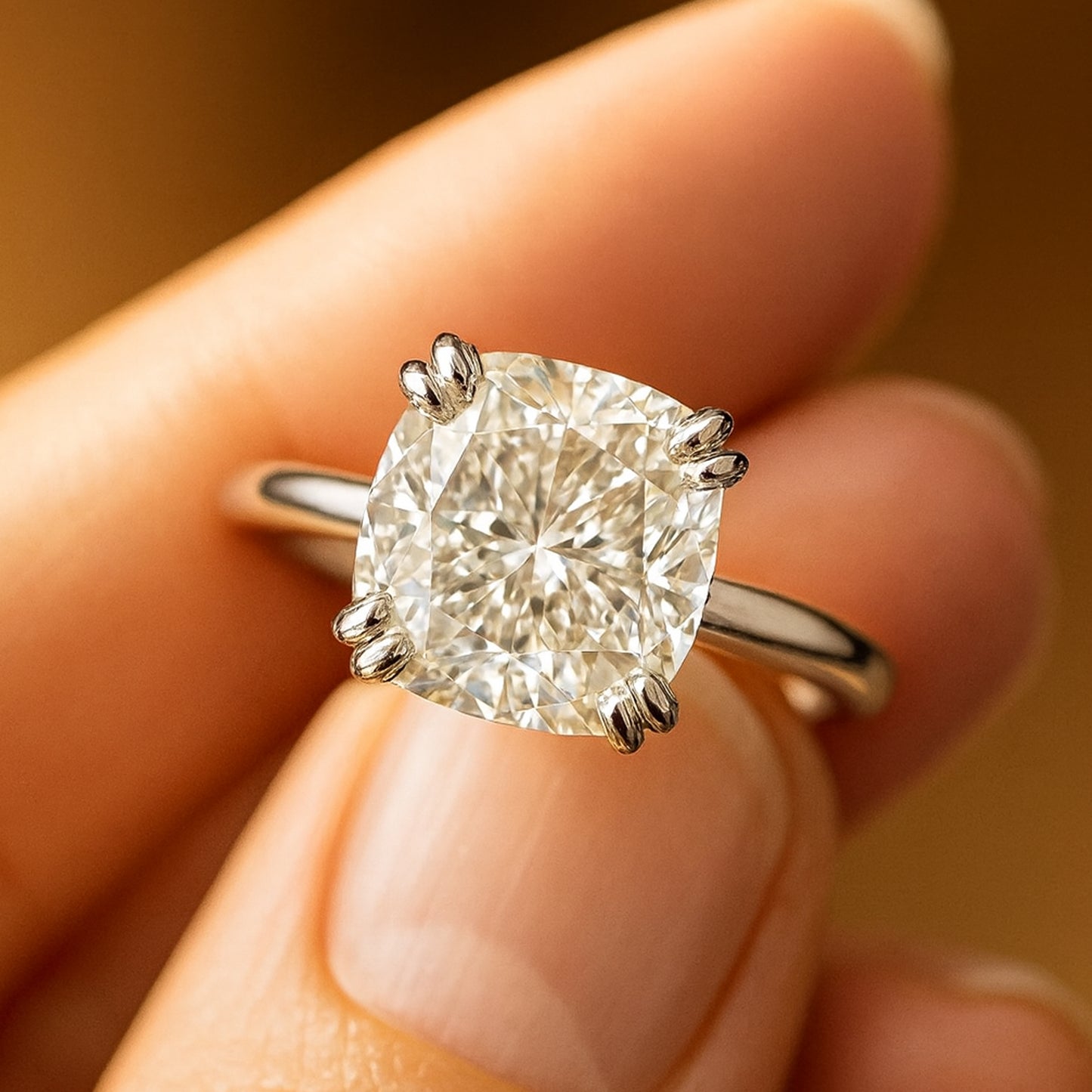 Female Engagement Rings Cushion Cut Diamond Solitaire Engagement Rings