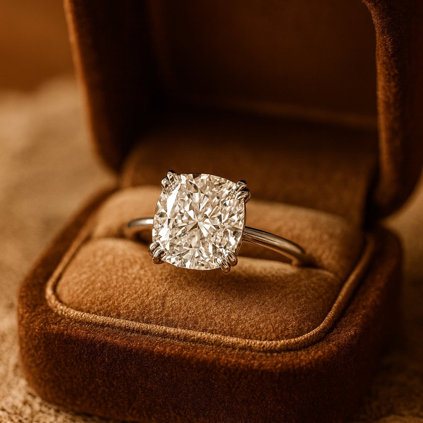 Female Engagement Rings Cushion Cut Diamond Solitaire Engagement Rings