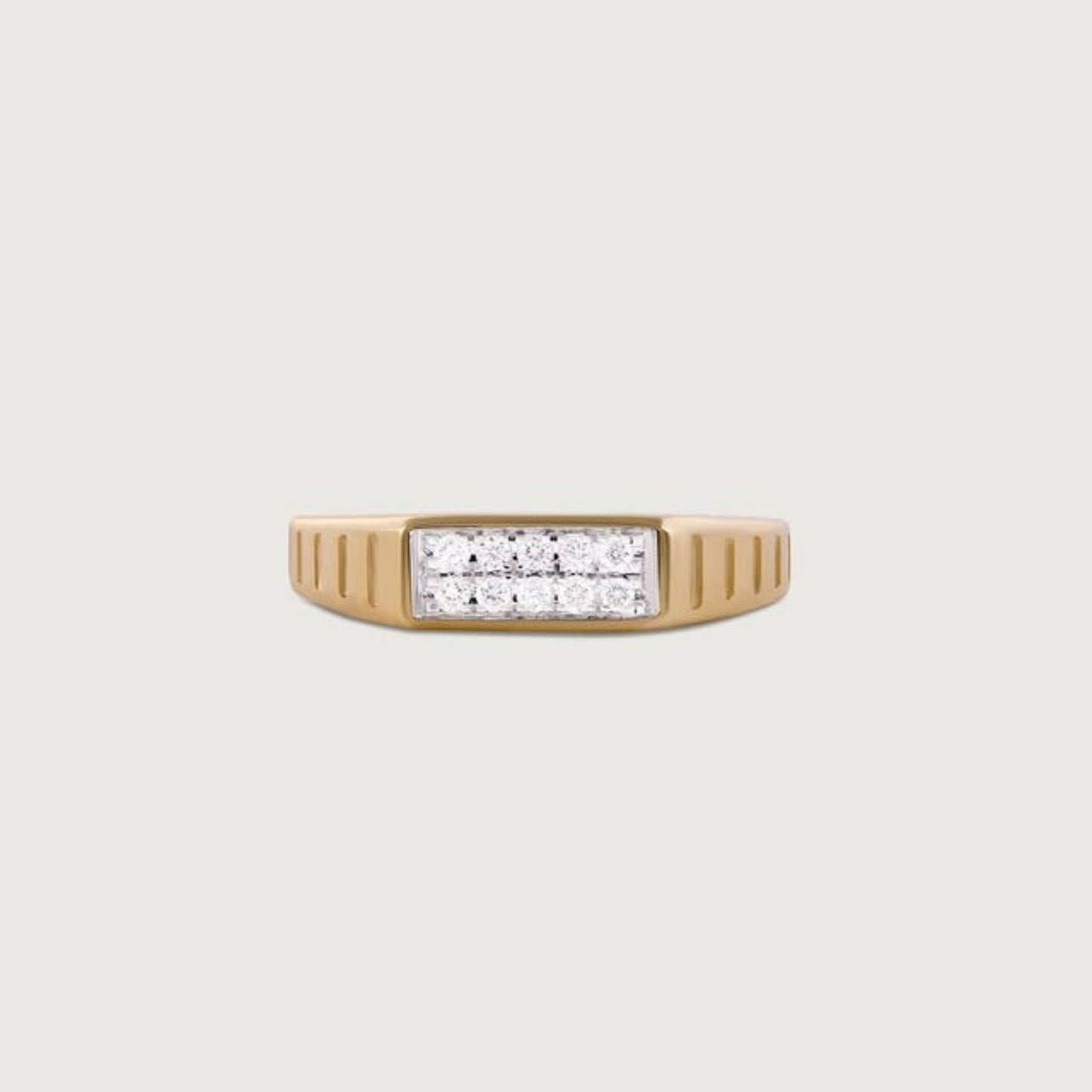 Married Ring for Man - 18K Gold Cluster Band with Pavé Center