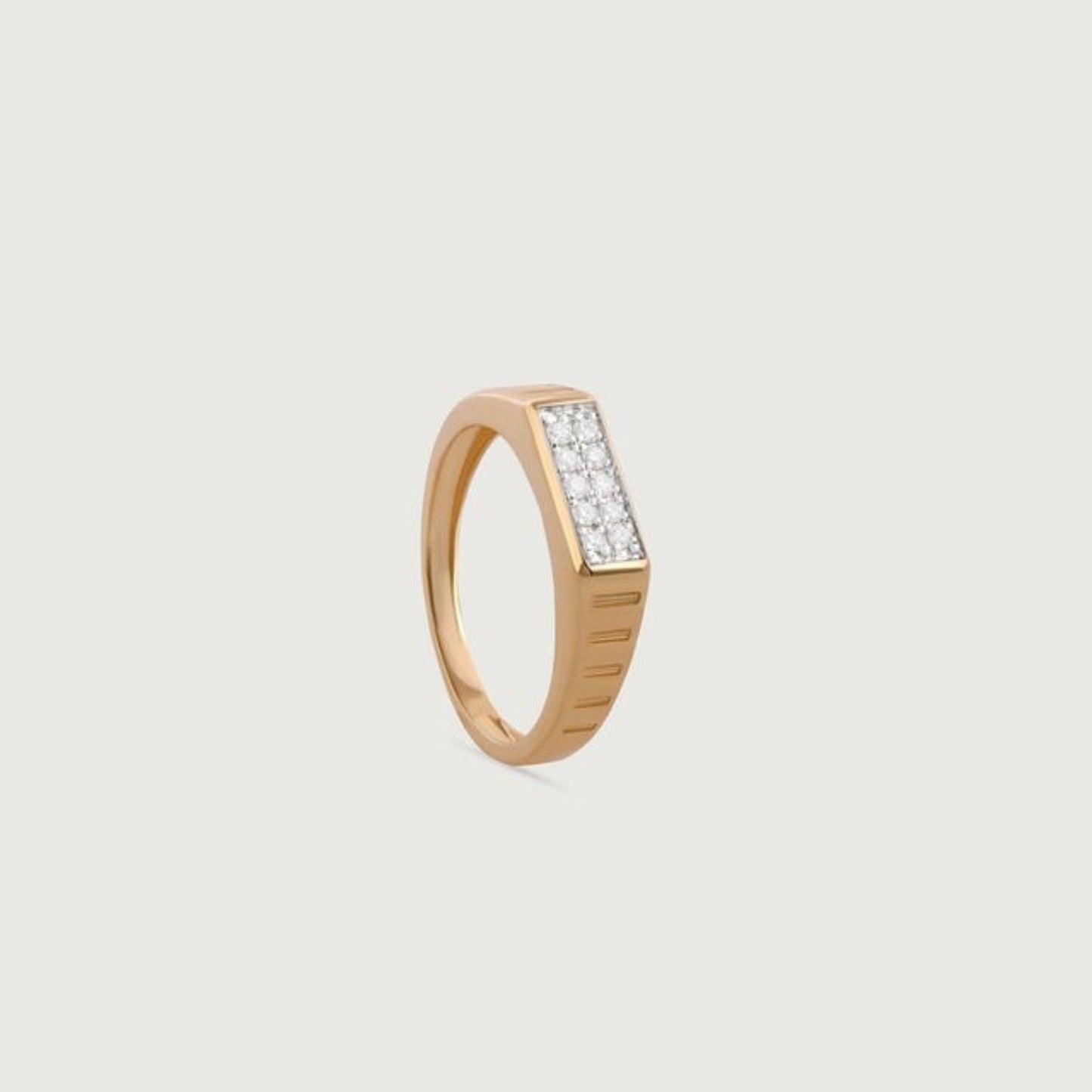 Married Ring for Man - 18K Gold Cluster Band with Pavé Center