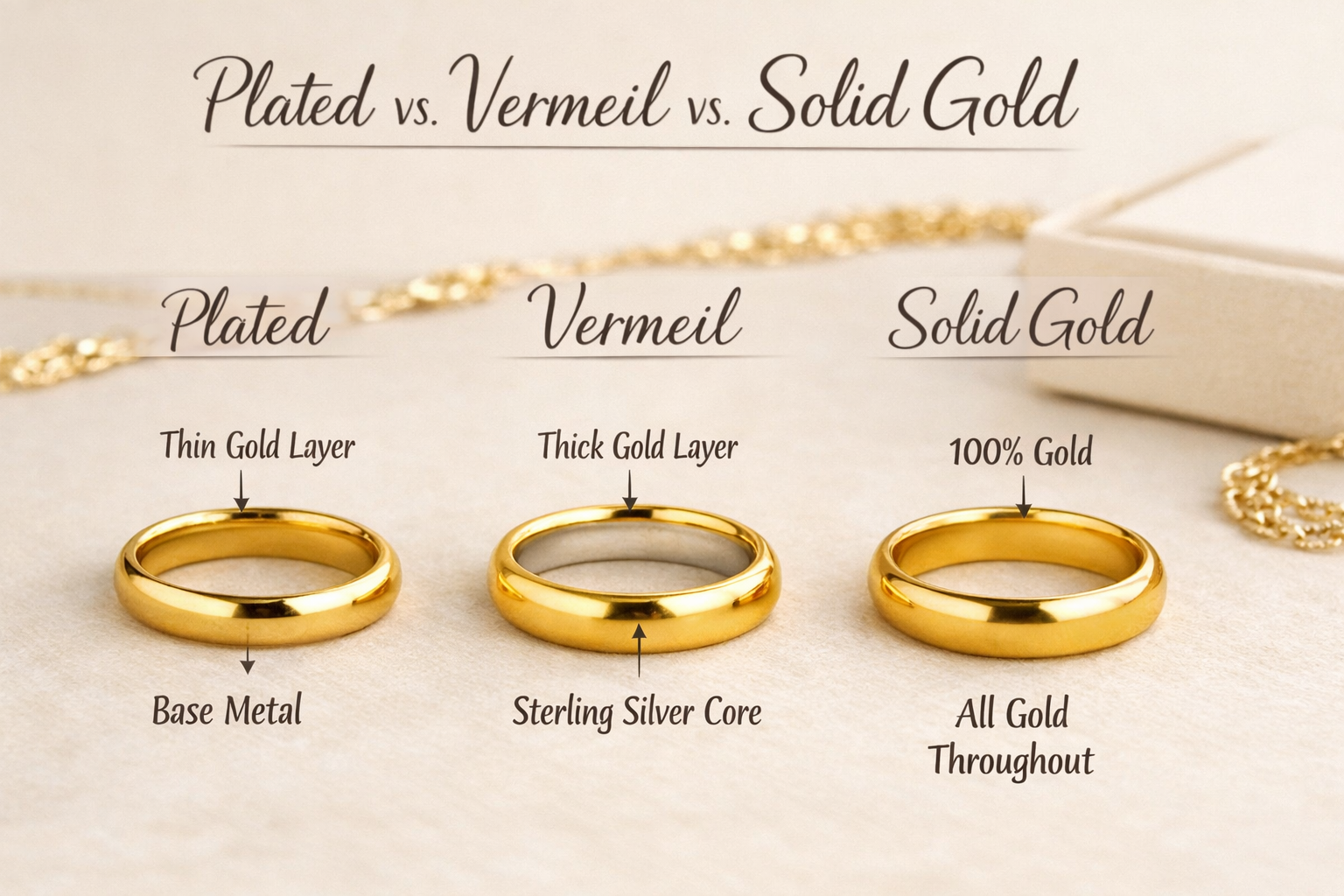 gold filled vs gold plated vs vermeil
