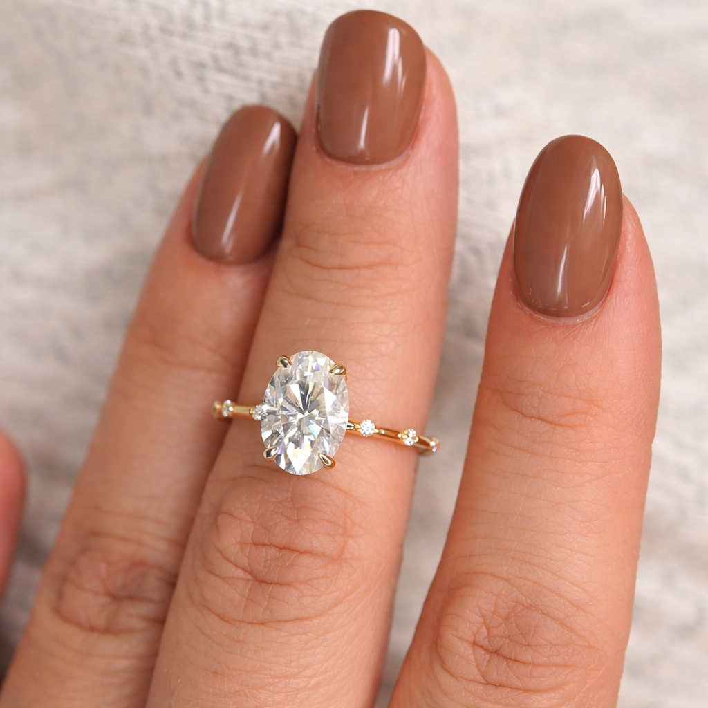 Oval Engagement Rings Diamond Side Stone Engagement Ring Diiro.
