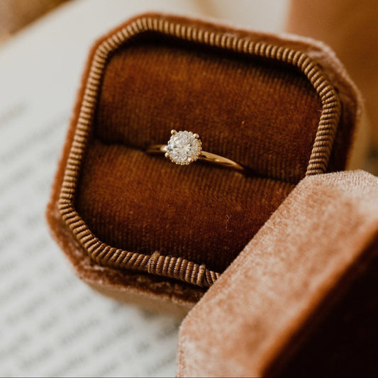 Round Moissanite Wedding Ring for Women 14K Yellow Gold Diamond Ring Valentine’s Day moissanite ring USA
