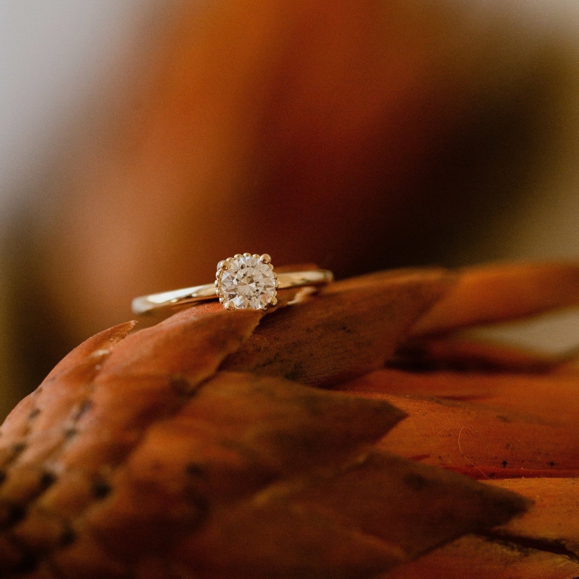 Round Moissanite Wedding Ring for Women 14K Yellow Gold Diamond Ring Valentine’s Day moissanite ring USA
