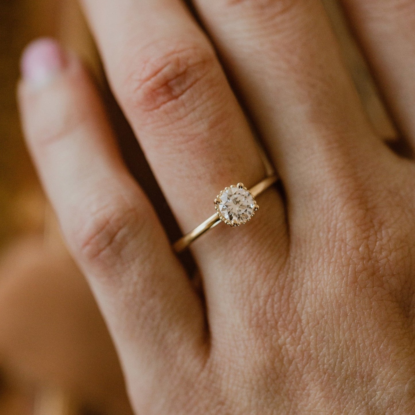 Round Moissanite Wedding Ring for Women 14K Yellow Gold Diamond Ring Valentine’s Day moissanite ring USA
