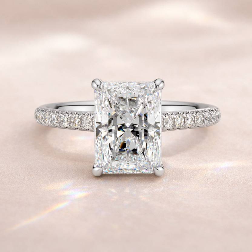 radiant cut gold engagement ring