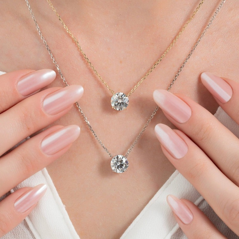 Minimal Pendant With 1 Carat Diamond Pendant In Rose Gold Pendant Style

