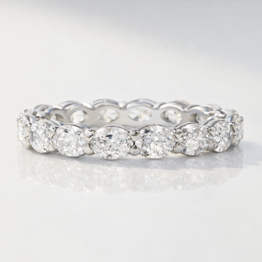 East West Oval Wedding Band with Eternity Style