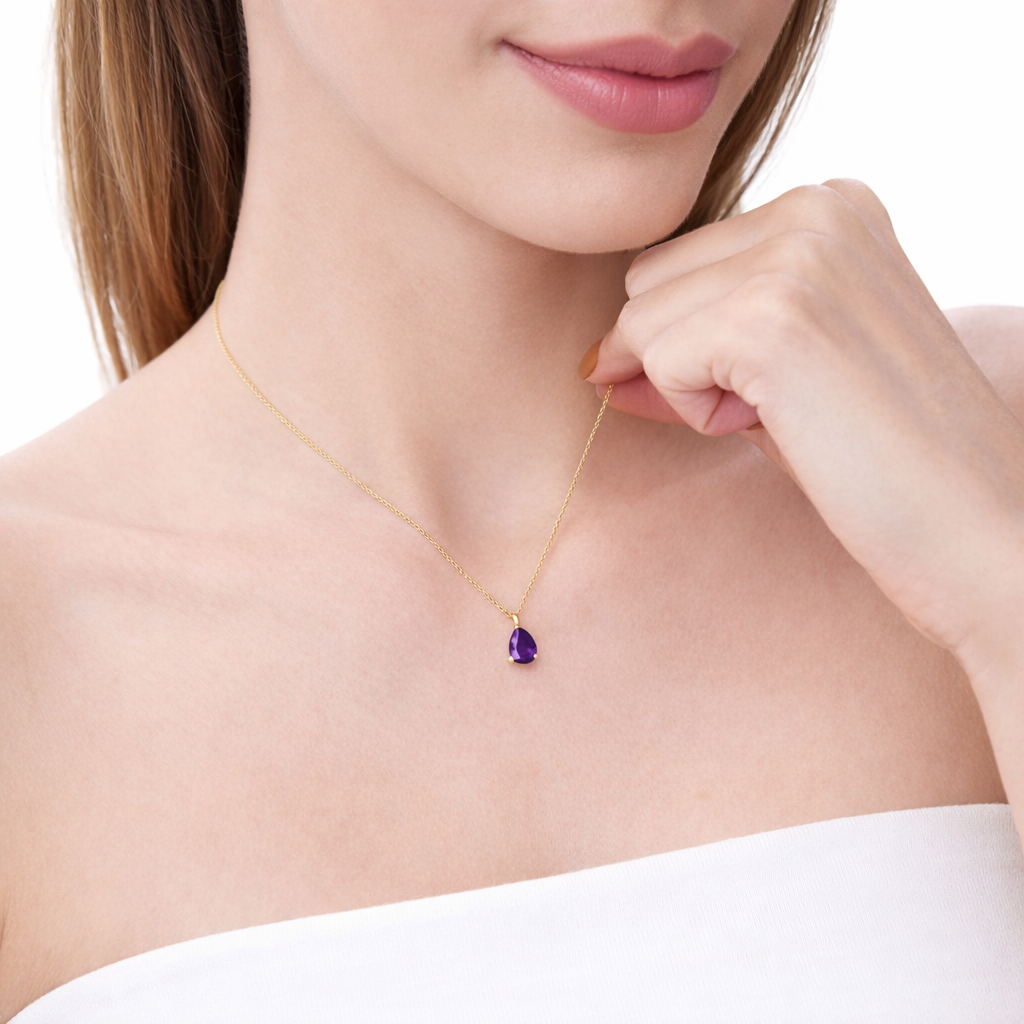 Solitaire Pear Cut Pendant Three Round Prong Setting
