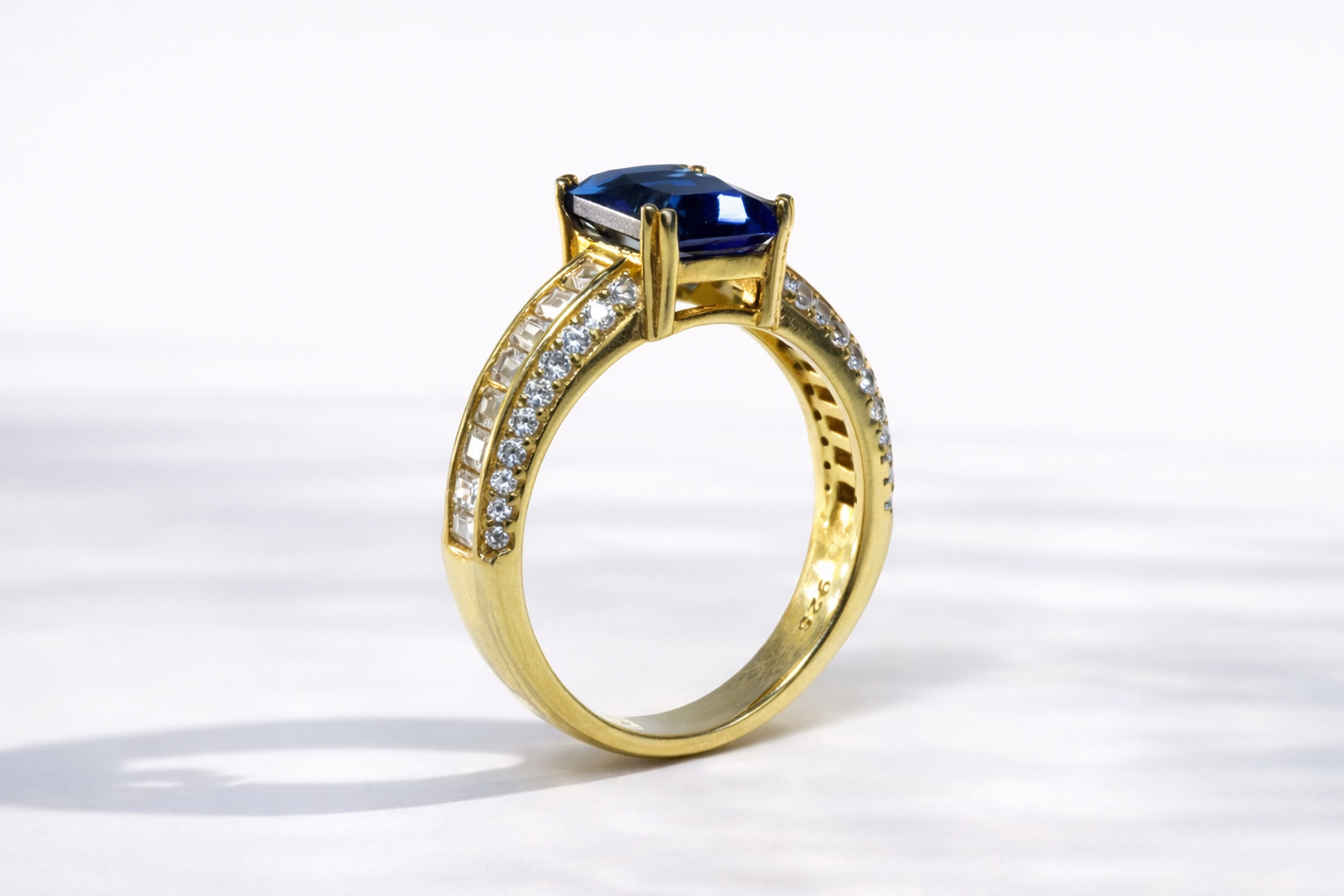 September Stone Birthstone 3 Row Pave Band Sapphire And Diamond Ring.
