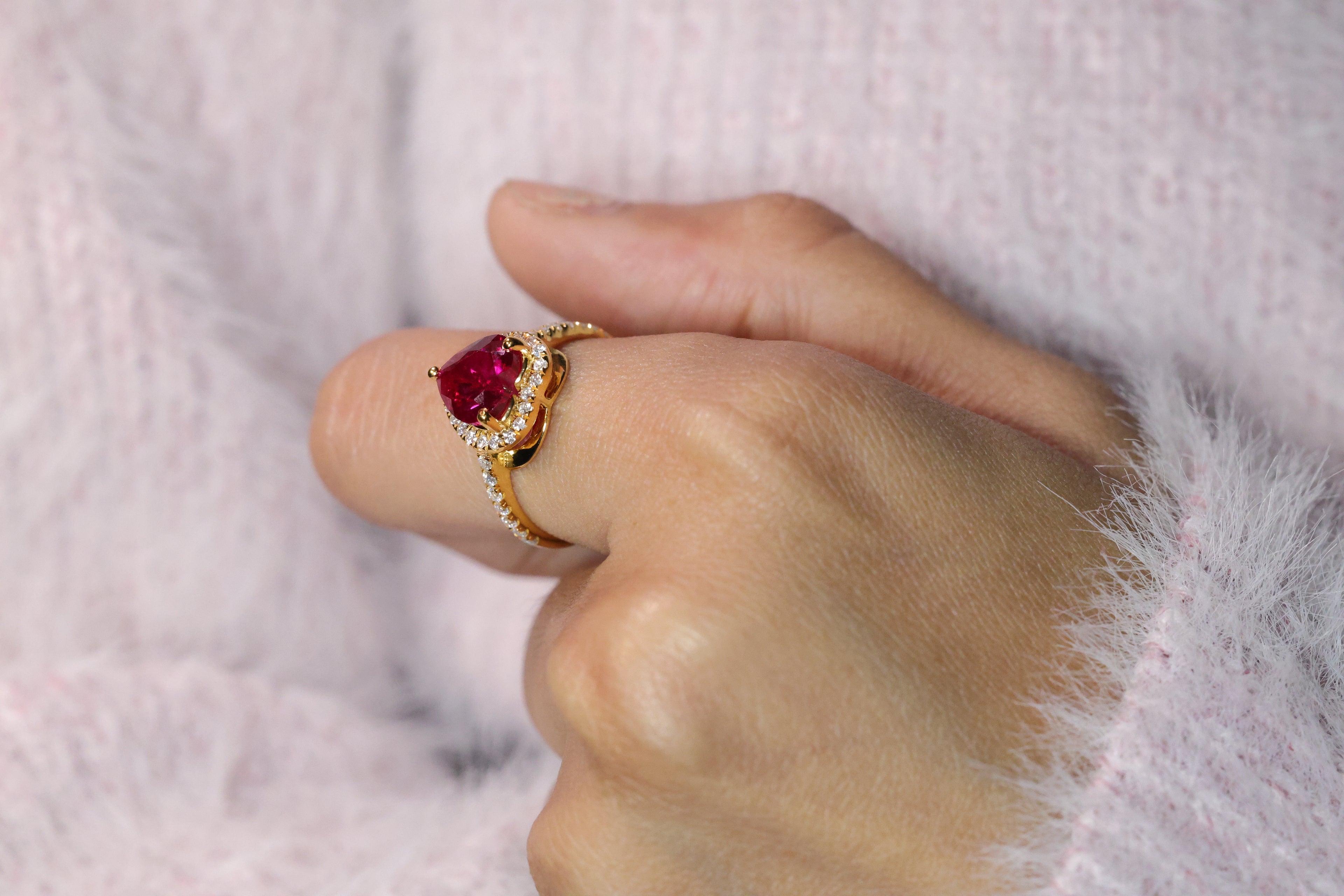 Round Cut Side Stone Moissanite Engagement Ring Lab Grown Diamond Ring.
