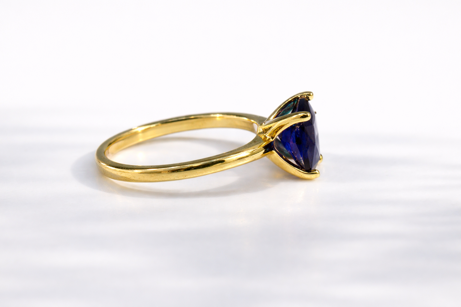 Blue Sapphire Solitaire Ring Lab Grown Diamond Ring Custom Design.
