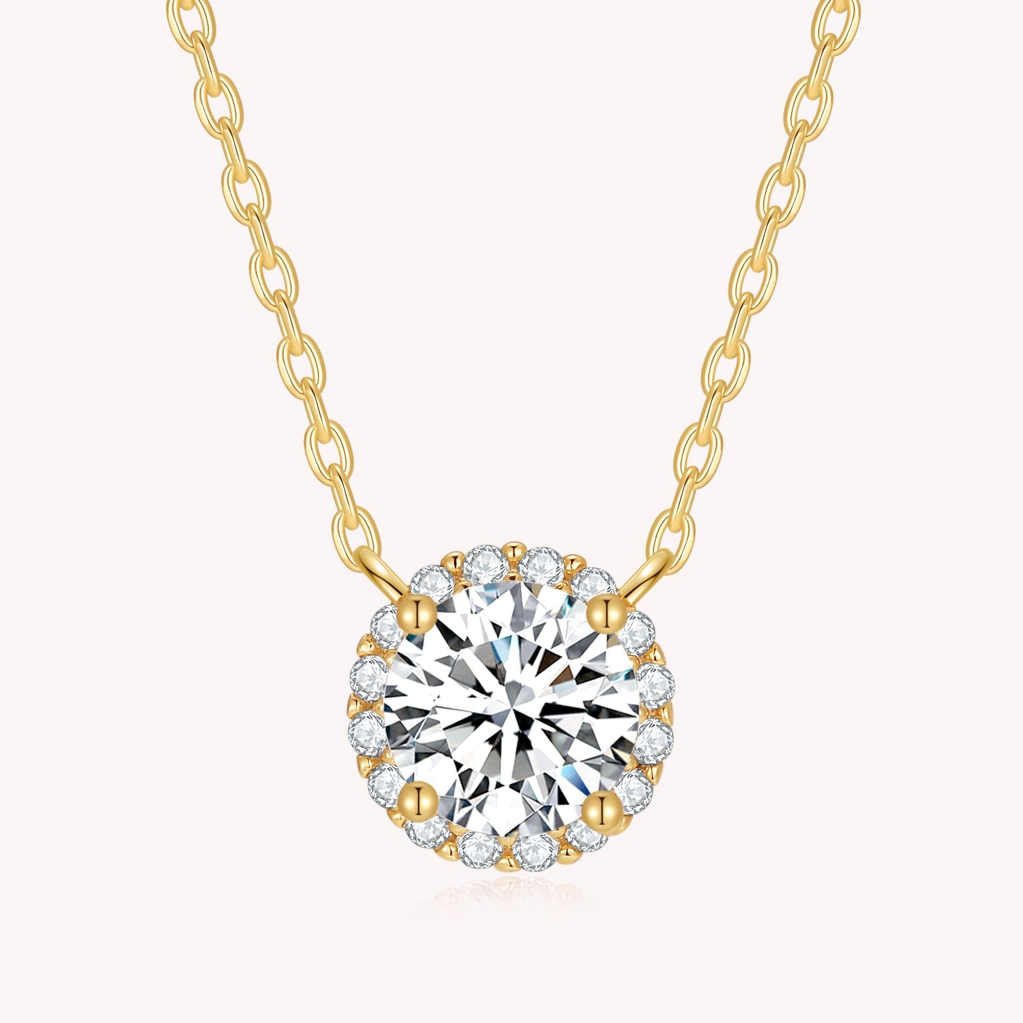 Custom Moissanite Pendant In White Gold Pendant With Round Cut Halo Setting And Diamond Pendant Look
