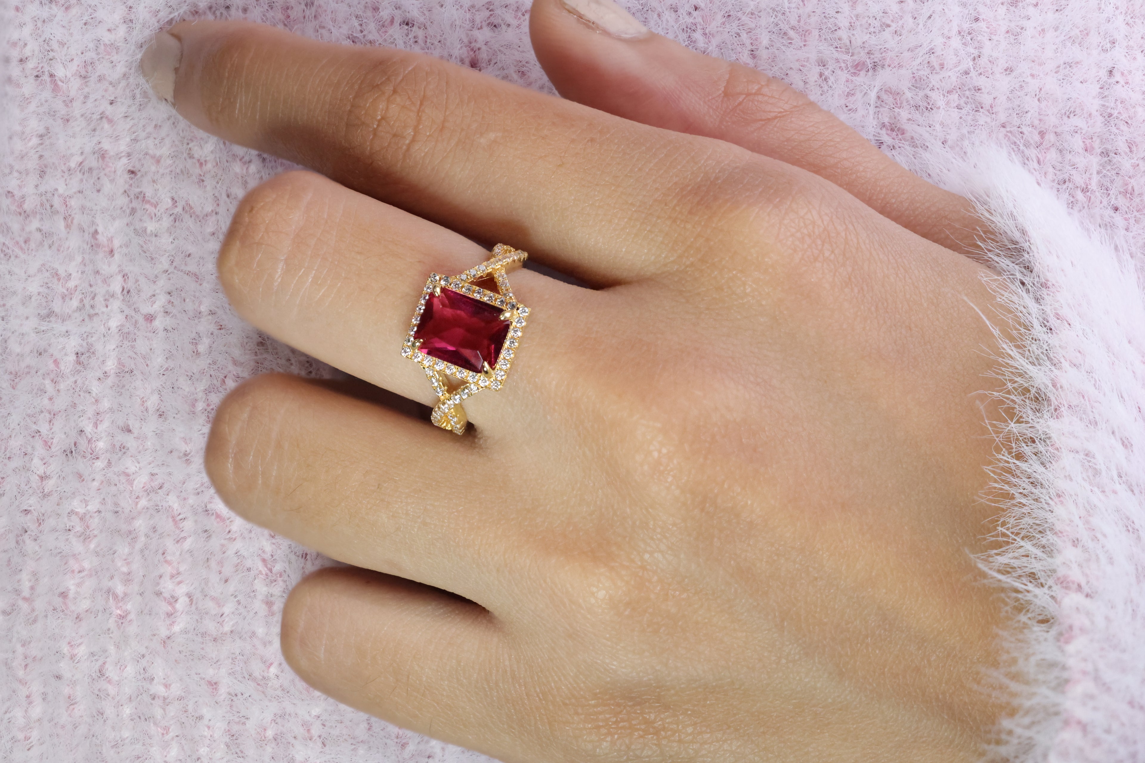 Ruby And Diamond Ring July Birthstone Ring Twisted Pave Band Diiro.
