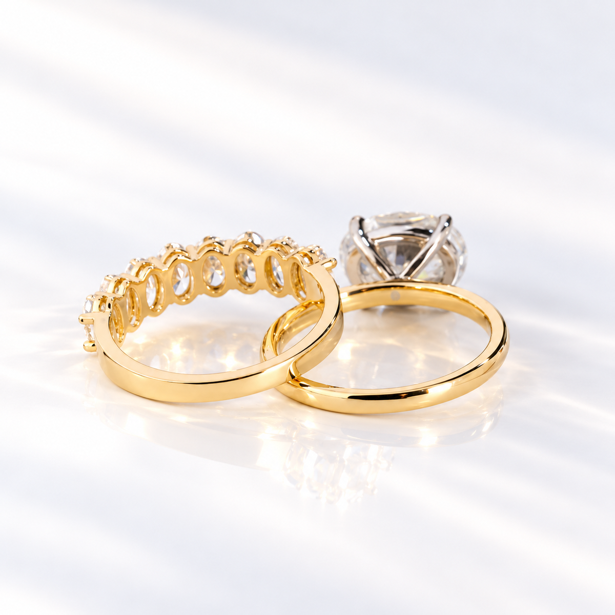 East West Oval Cut Bridal Ring with Eternity Band