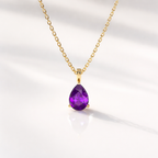 Amethyst Pendant Gold Amethyst Pendant Teardrop Pendant
