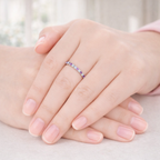 Amethyst Wedding Band Eternity Band Wedding Ring Round Cut Diamond White Gold.

