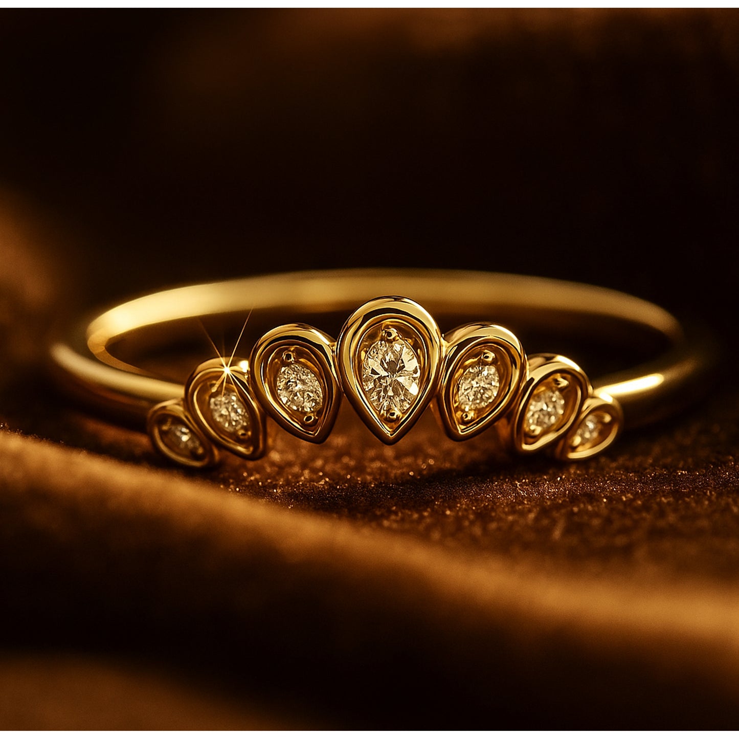 Bezel Set Teardrop Gold Ring, Women's Engagement Proposal Jewelry With Moissanite Stone And Elegant Design