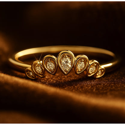 Bezel Set Teardrop Gold Ring, Women's Engagement Proposal Jewelry With Moissanite Stone And Elegant Design