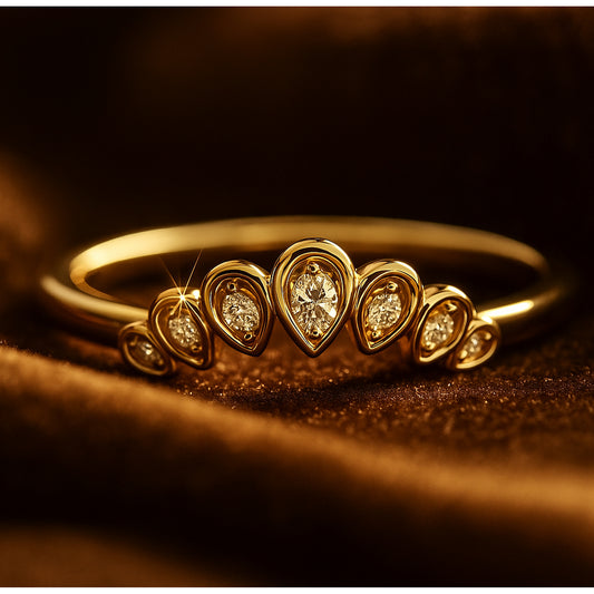 Bezel Set Teardrop Gold Ring, Women's Engagement Proposal Jewelry With Moissanite Stone And Elegant Design