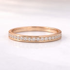 Channel Set Half Eternity Wedding Band In Yellow Gold With Round Diamonds
