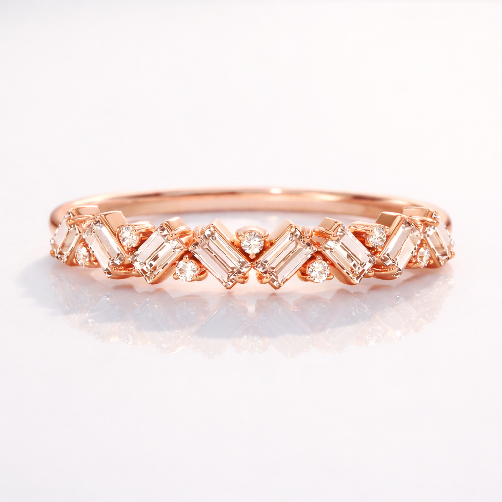 Custom Baguette Cut Diamond Wedding Band With Sleek Minimal Design
