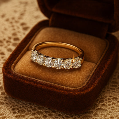 Wedding Ring Female Five Stone Diamond Band Rose Gold Anniversary Ring