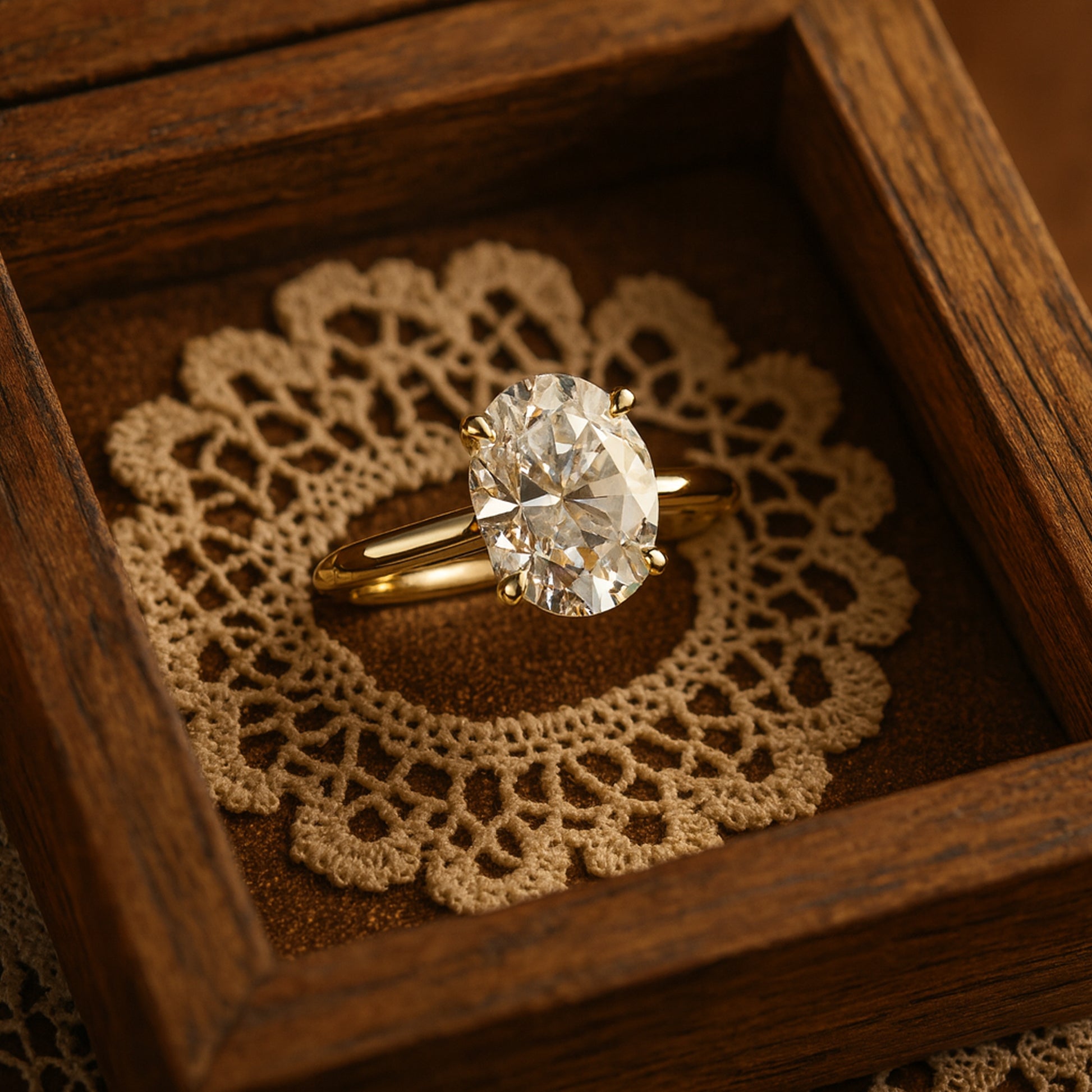 Stunning Oval Cut Moissanite Solitaire Promise Ring In Gold Setting, Reflecting Diamond Quality Brilliance