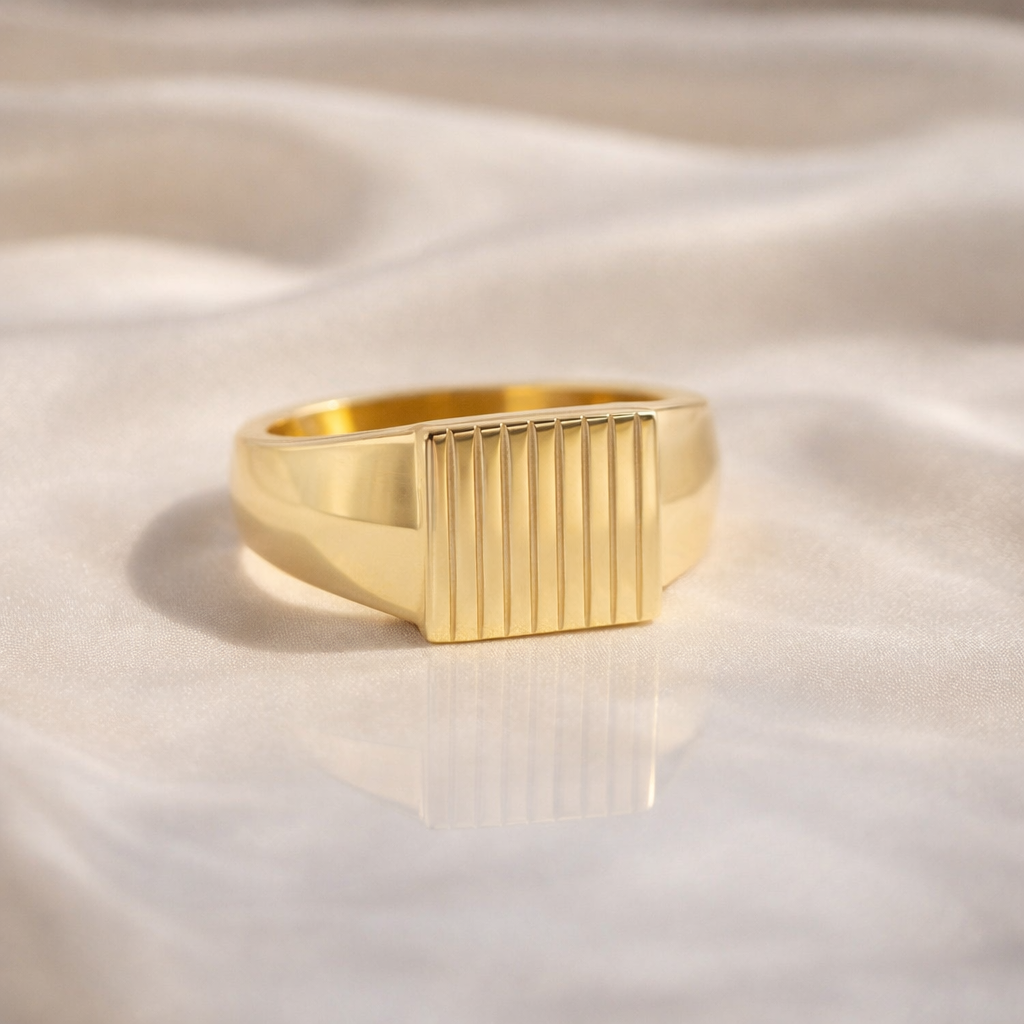 Antique Signet Ring Mens Rectangular Signet Ring Sleek Gold Ring Diiro.
