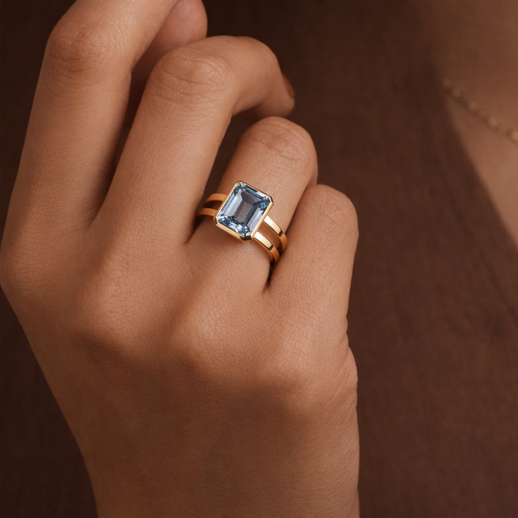 Engagement Ring Aquamarine Diamond
